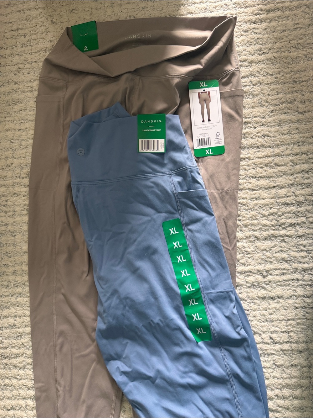 NWT Danskin Blue Leggings and Taupe High-Waist Leggings Duo XL